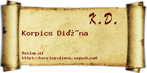 Korpics Diána névjegykártya
